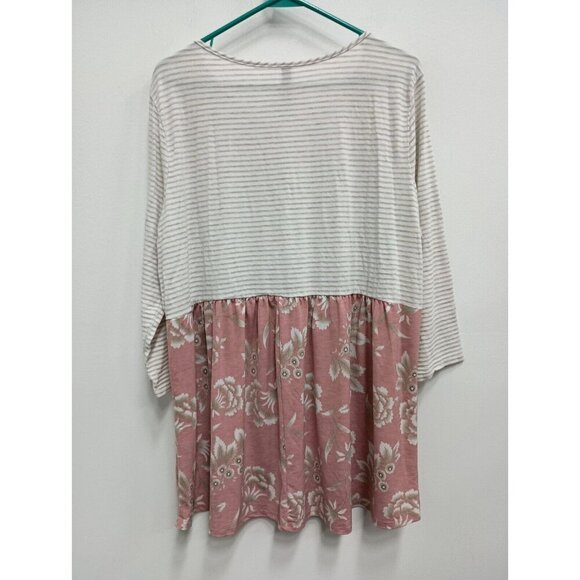 Honeyme Curvy Womens Babydoll Tunic Top Size 2X Multi Floral BOHO Cottagecore - Picture 5 of 6